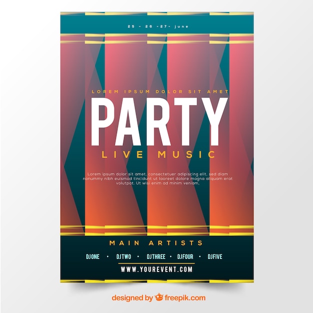 Plantilla de póster de fiesta con estilo abstracto