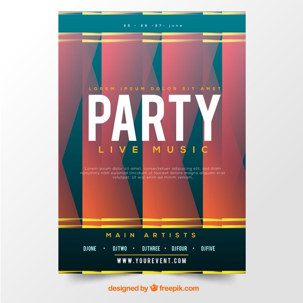 Plantilla de póster de fiesta con estilo abstracto