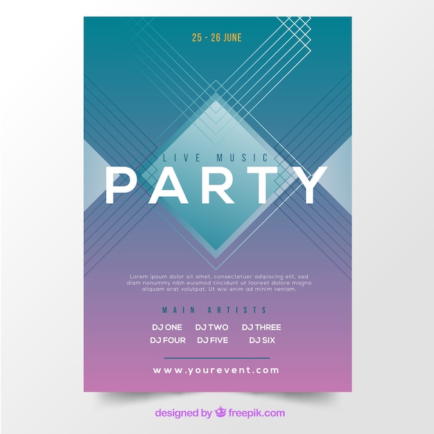 Plantilla de póster de fiesta con estilo abstracto