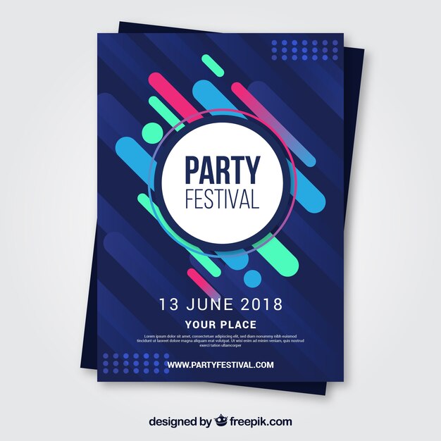 Plantilla de póster de fiesta con estilo abstracto