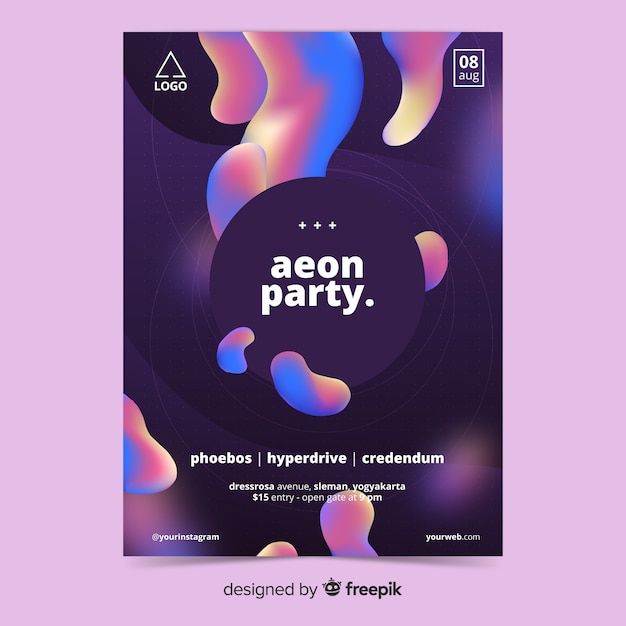 Plantilla de póster de fiesta con formas abstractas