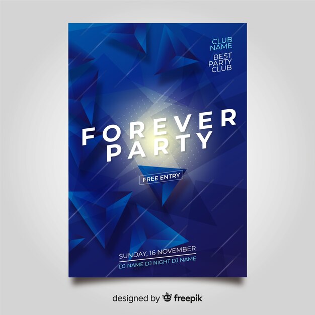 Plantilla de póster de fiesta con formas abstractas