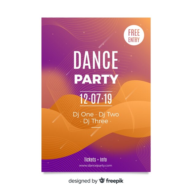 Plantilla de póster de fiesta con formas abstractas
