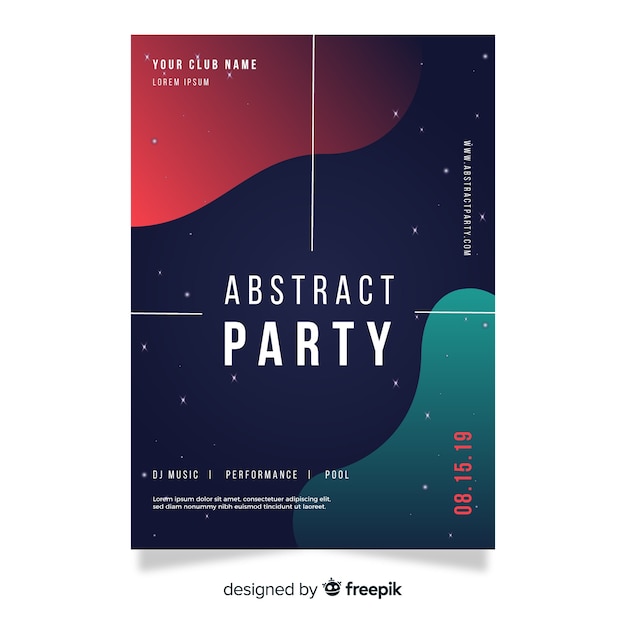 Plantilla de póster de fiesta con formas abstractas