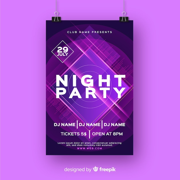 Plantilla de póster de fiesta con formas abstractas