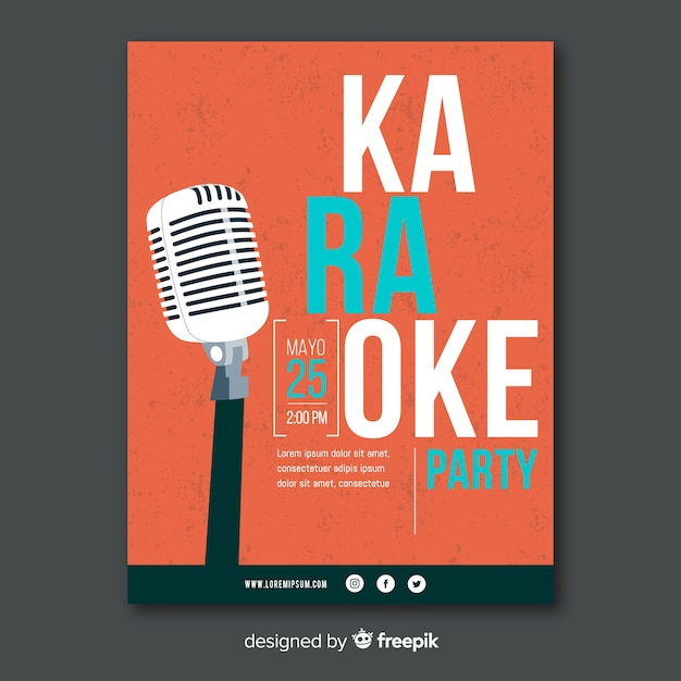 Plantilla de poster de fiesta de karaoke