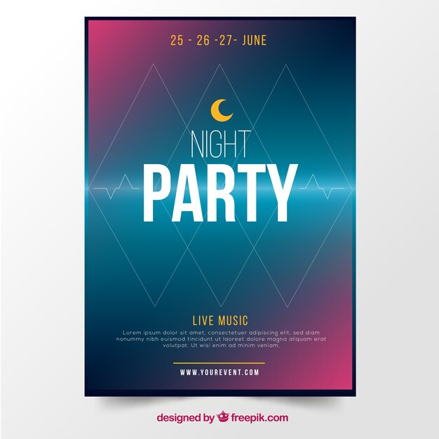 Plantilla de póster de fiesta con luces de neón