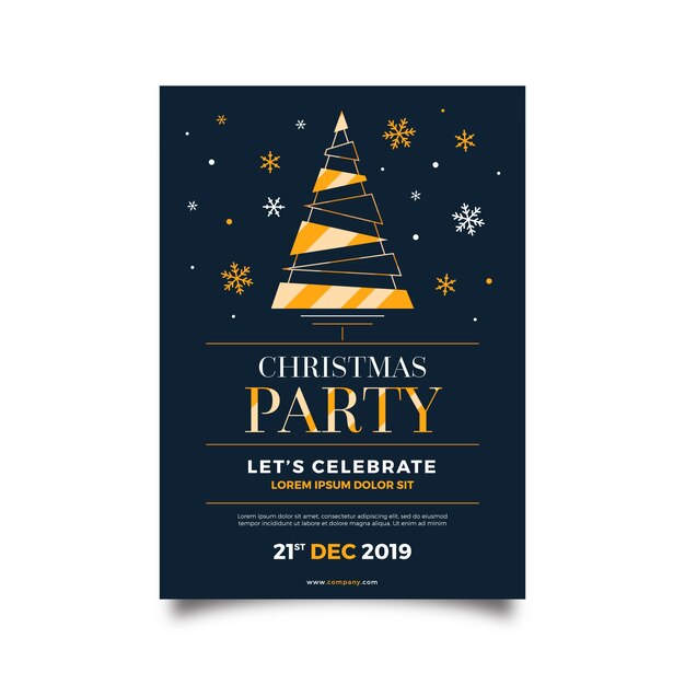 Plantilla de póster de fiesta de Navidad en estilo de contorno