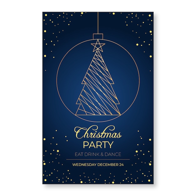 Plantilla de póster de fiesta de navidad en estilo de contorno