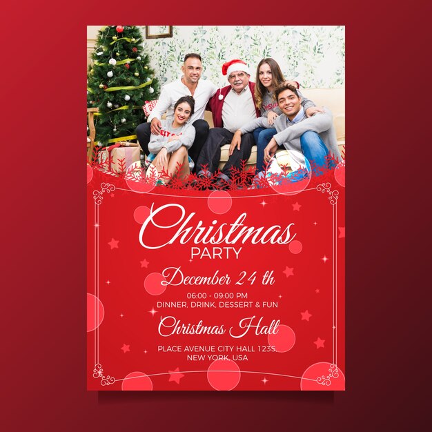 Plantilla de póster de fiesta de Navidad con foto