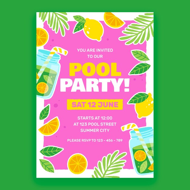 Plantilla de póster de fiesta plana para la temporada de verano
