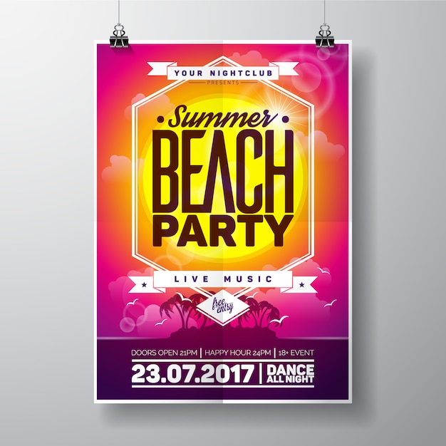 Plantilla de póster de fiesta de playa