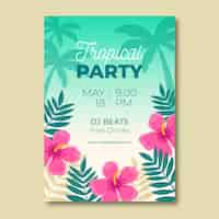 Vector gratuito plantilla de póster para fiesta tropical