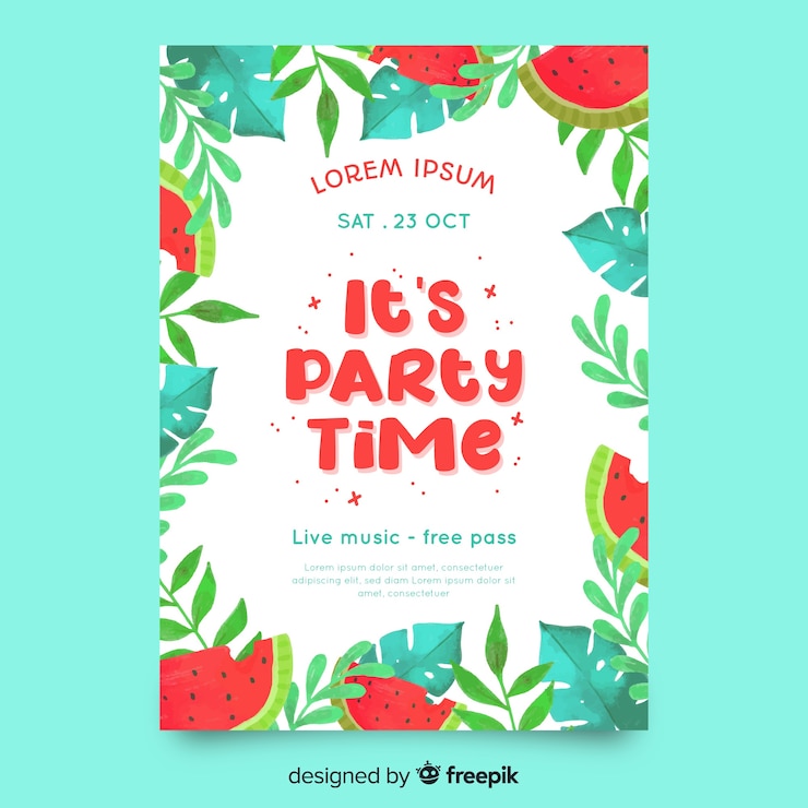 Vector gratuito plantilla de póster de fiesta de verano de acuarela