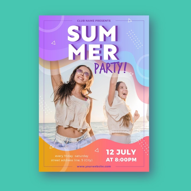 Plantilla de póster de fiesta de verano con foto