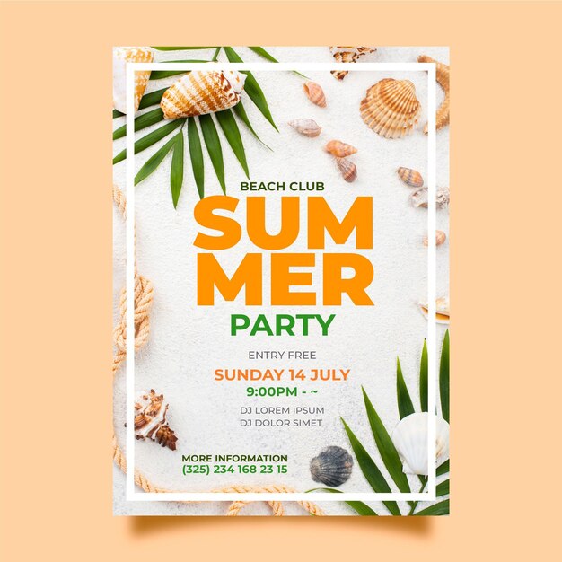 Plantilla de póster de fiesta de verano con foto