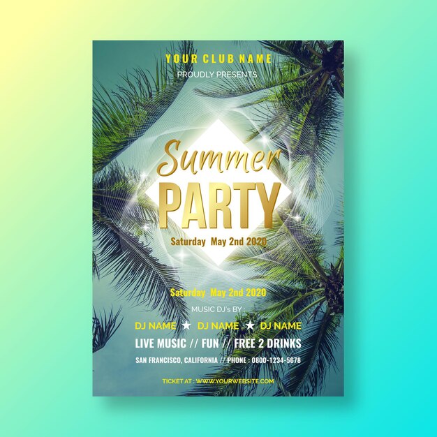 Plantilla de póster de fiesta de verano con foto