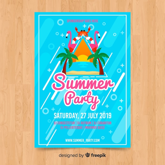 Vector gratuito plantilla de poster de fiesta de verano