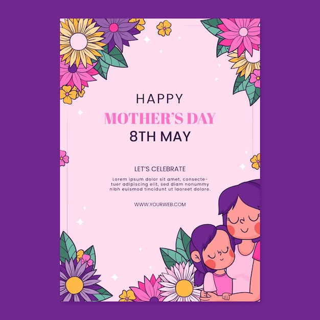 Vector gratuito plantilla de póster floral vertical para la celebración del día de la mujer