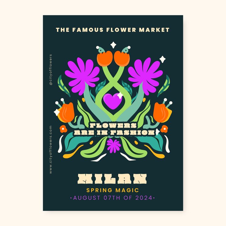 Vector gratuito plantilla de póster de flores maravillosas dibujadas a mano