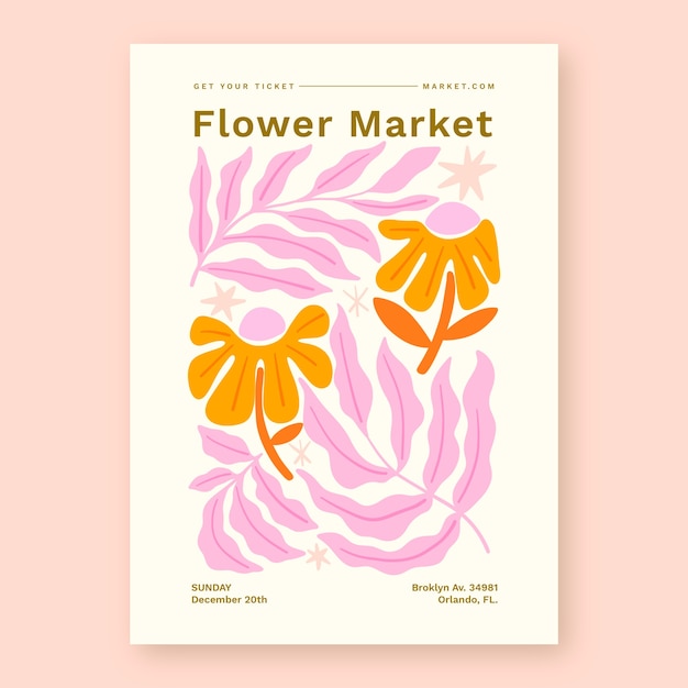 Vector gratuito plantilla de póster de flower power de diseño plano