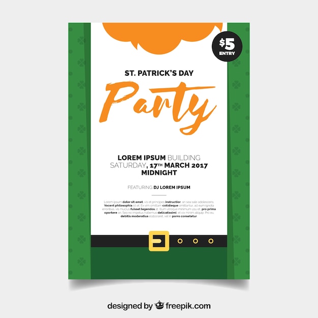 Vector gratuito plantilla de póster / flyer del día de san patricio