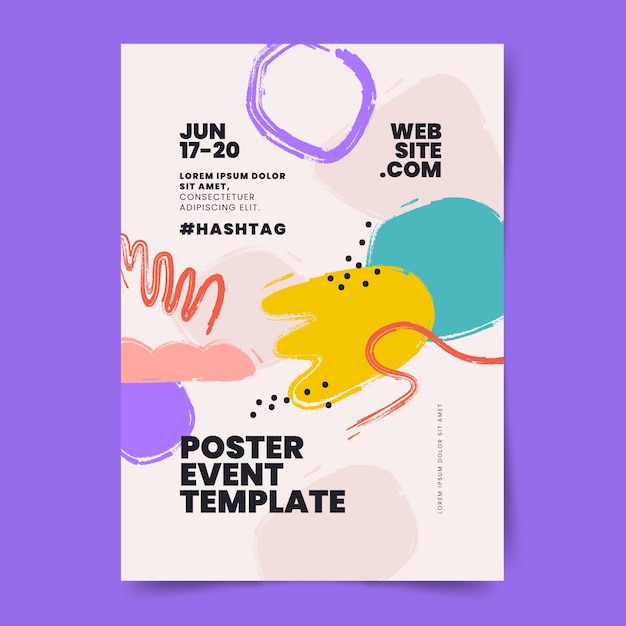 Plantilla de póster de formas abstractas de diseño plano