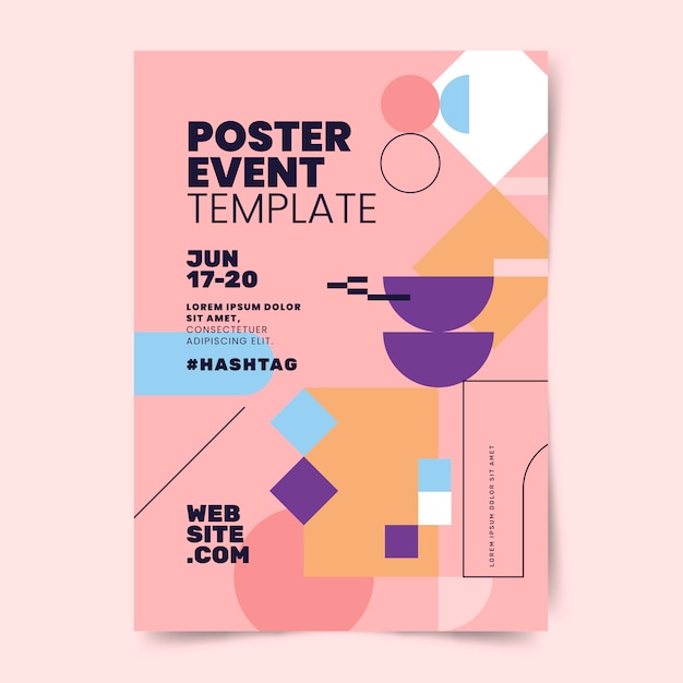 Plantilla de póster de formas abstractas de diseño plano