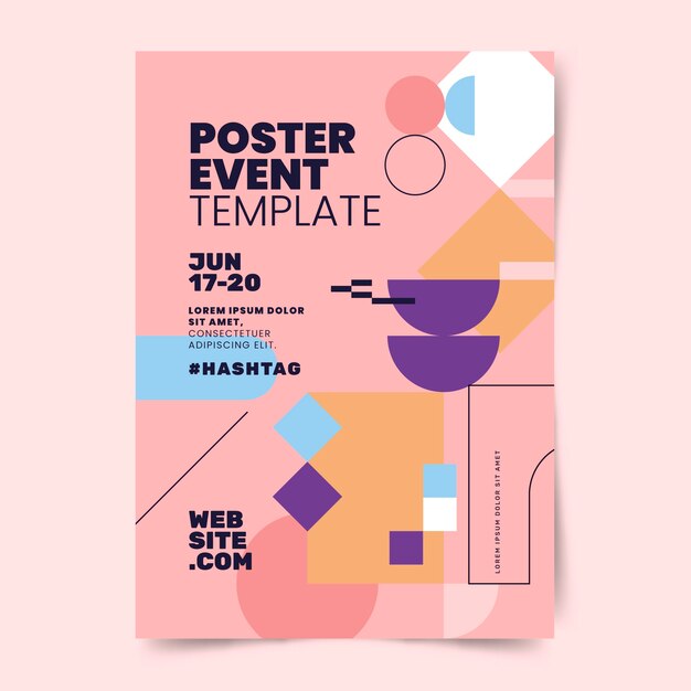 Plantilla de póster de formas abstractas de diseño plano