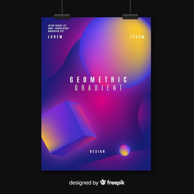 Plantilla de poster geométrico en color degradado