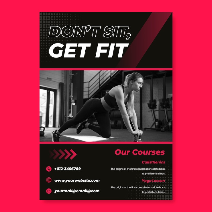Vector gratuito plantilla de póster de gimnasio degradado