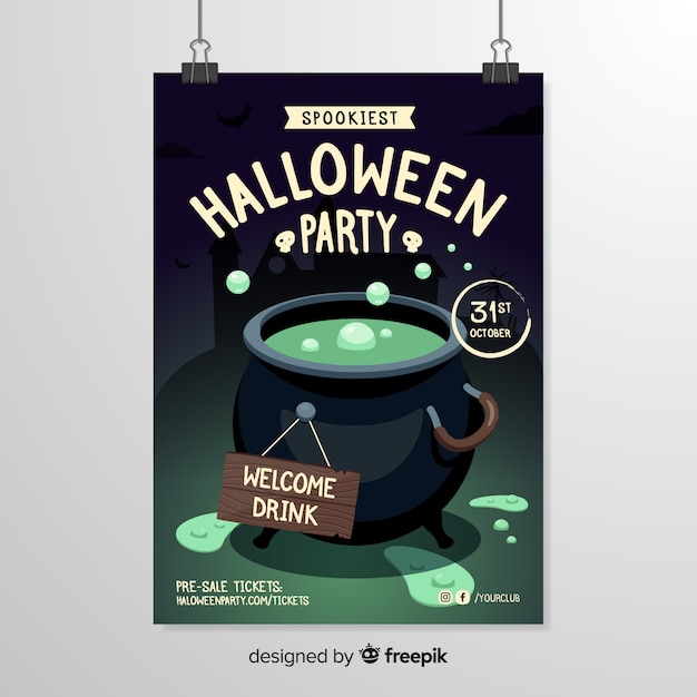 Vector gratuito plantilla de póster de halloween crisol