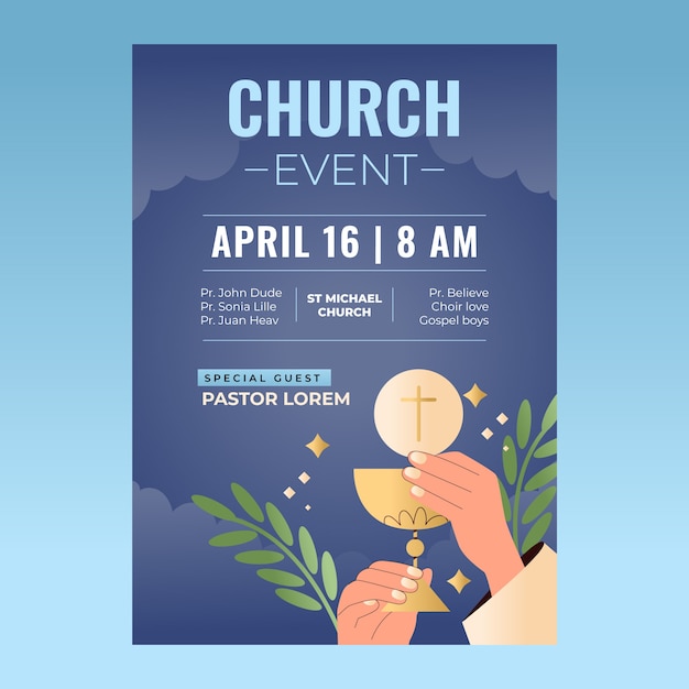 Plantilla de póster de iglesia degradada
