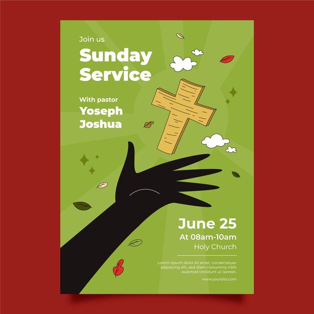 Plantilla de póster de iglesia dibujada a mano