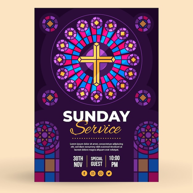 Vector gratuito plantilla de póster de iglesia dibujada a mano