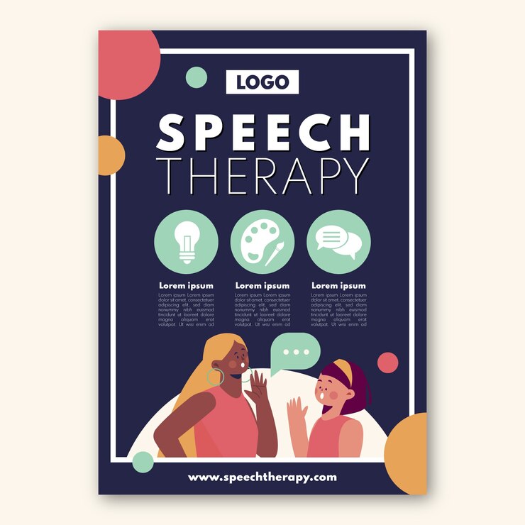 Vector gratuito plantilla de póster informativo de terapia del habla