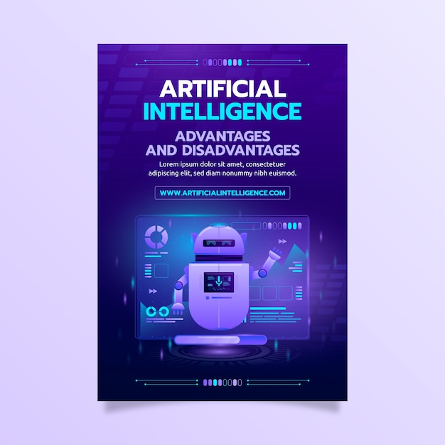 Plantilla de póster de inteligencia artificial degradada