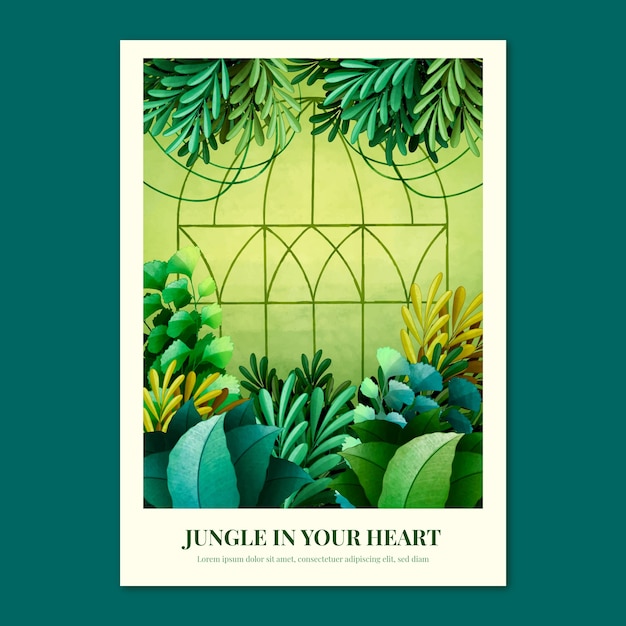 Plantilla de póster de jardín botánico de acuarela