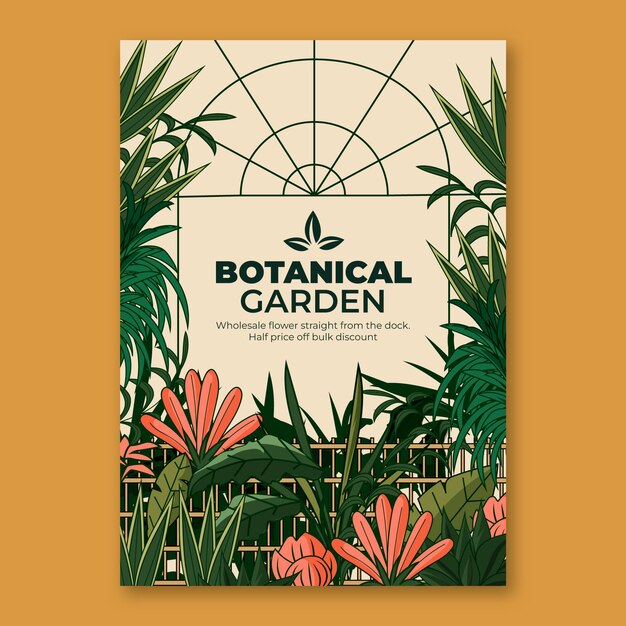 Plantilla de póster de jardín botánico