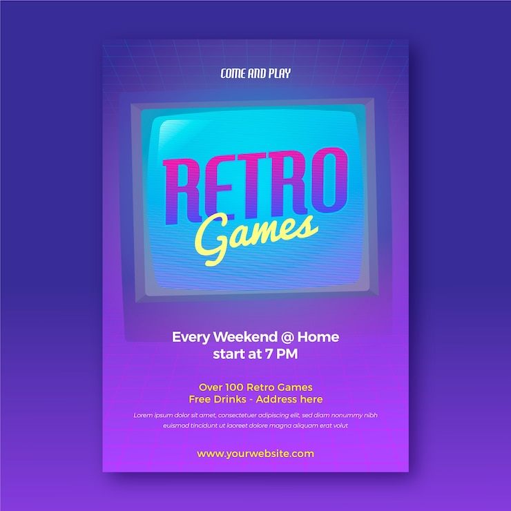 Vector gratuito plantilla de póster de juegos retro