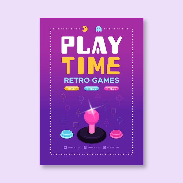 Vector gratuito plantilla de póster de juegos retro