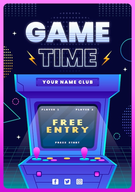 Plantilla de póster de juegos retro
