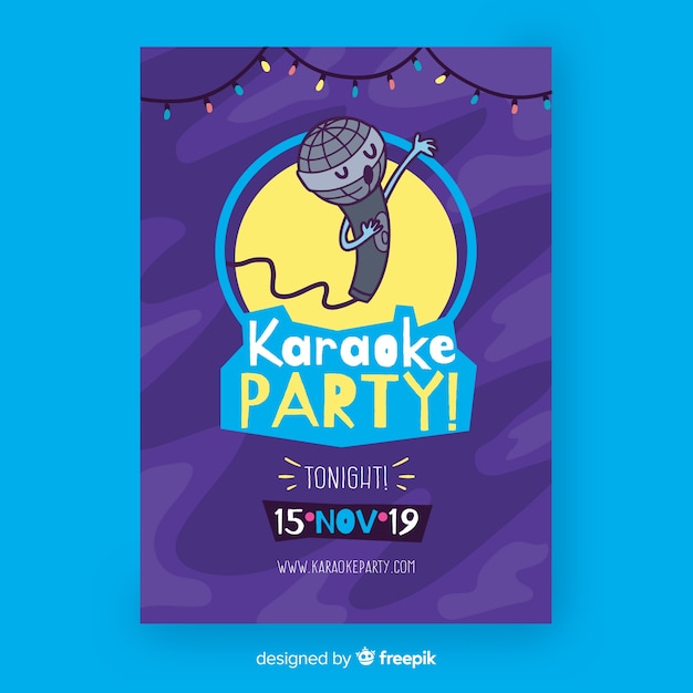 Vector gratuito plantilla poster karaoke dibujado a mano