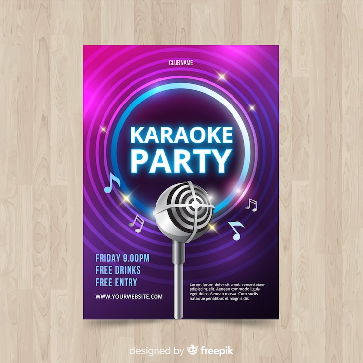 Vector gratuito plantilla poster karaoke estilo realista
