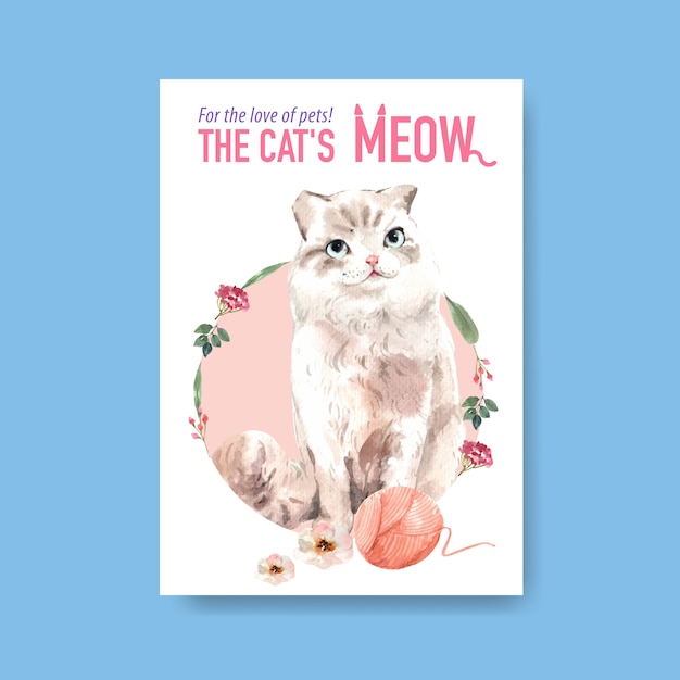 Vector gratuito plantilla de póster con lindo gato