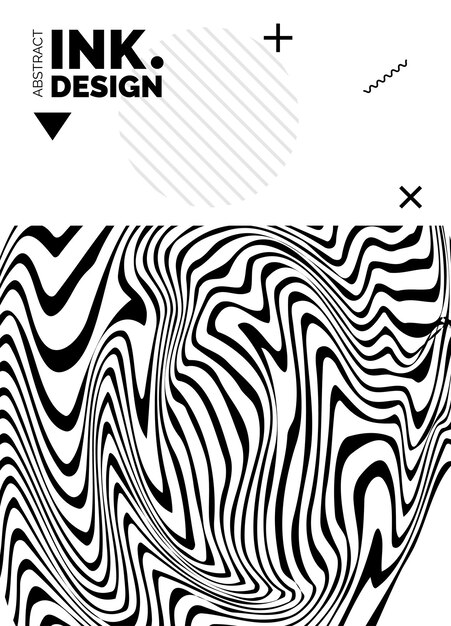 Plantilla de póster de líneas negras Fondos ondulados abstractos de moda Patrones de rayas sin costura líneas y ondas deformadas verticales Efectos ópticos de geometría Impresión de moda para textiles y telas