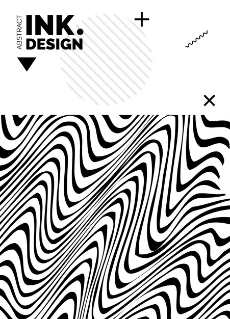 Plantilla de póster de líneas negras Fondos ondulados abstractos de moda Patrones de rayas sin costura líneas y ondas deformadas verticales Efectos ópticos de geometría Impresión de moda para textiles y telas