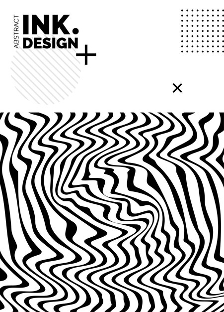 Plantilla de póster de líneas negras Fondos ondulados abstractos de moda Patrones de rayas sin costura líneas y ondas deformadas verticales Efectos ópticos de geometría Impresión de moda para textiles y telas