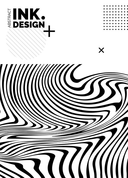 Plantilla de póster de líneas negras Fondos ondulados abstractos de moda Patrones de rayas sin costura líneas y ondas deformadas verticales Efectos ópticos de geometría Impresión de moda para textiles y telas