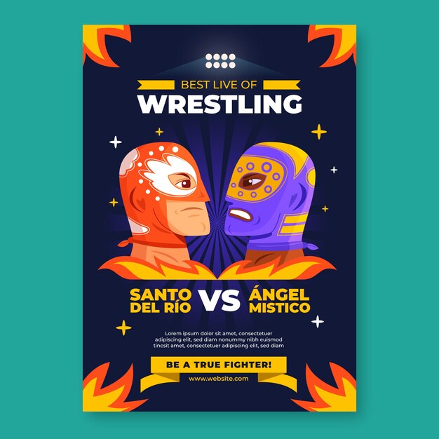 Plantilla de póster de lucha libre dibujada a mano